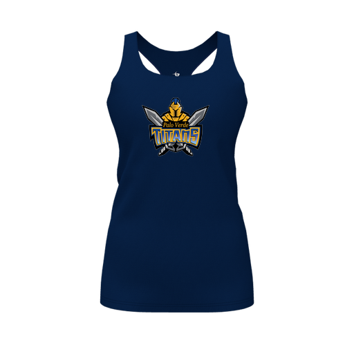 [FT0TRBNV-FYS-LOGO2] Decker Racerback Tank Top (Female Youth S, Navy, Logo 2)