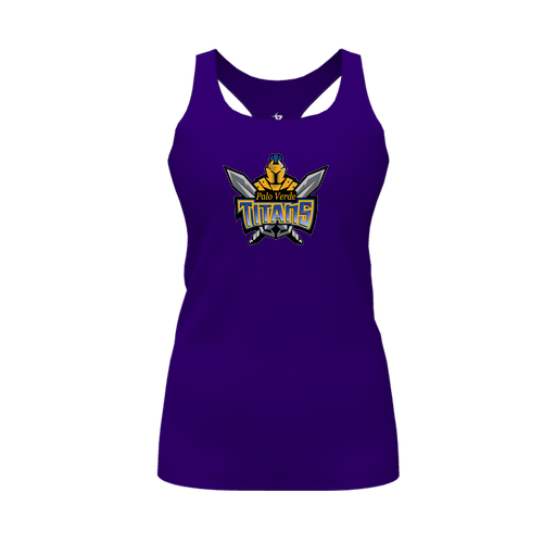 [FT0TRBPP-FYS-LOGO2] Decker Racerback Tank Top (Female Youth S, Purple, Logo 2)