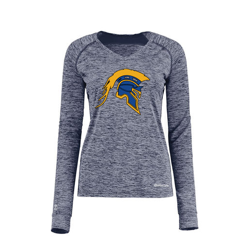 [222770.U22.XS-LOGO1] Ladies Electric Long Sleeve Shirt (Female Adult XS, Navy, Logo 1)