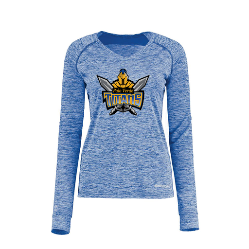 [222770.U55.XS-LOGO2] Ladies Electric Long Sleeve Shirt (Female Adult XS, Royal, Logo 2)