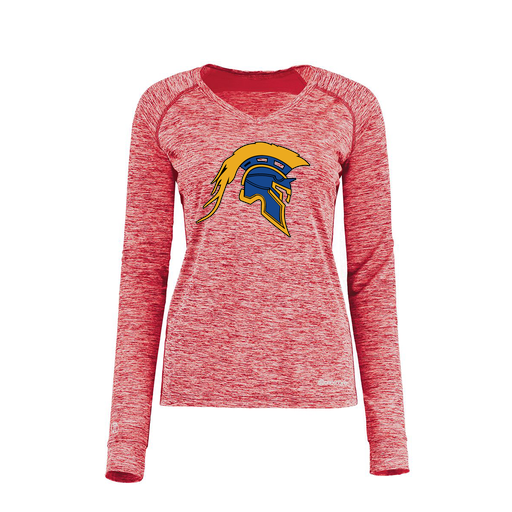 [222770.T20.XS-LOGO1] Ladies Electric Long Sleeve Shirt (Female Adult XS, Red, Logo 1)