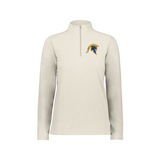 [6864.53T.XS-LOGO1] Ladies MicroFleece 1/4 Zip Pullover (Female Adult XS, White, Logo 1)